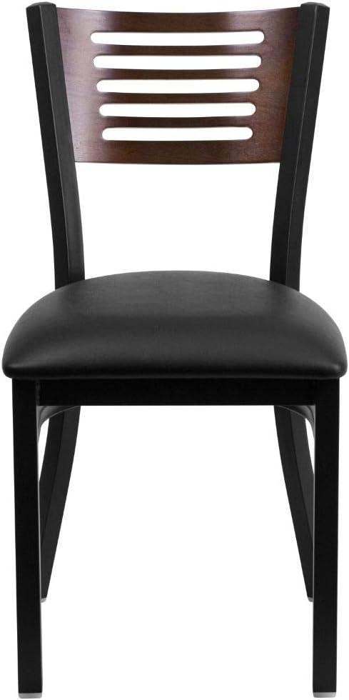 Hercules High Slat-Back Black and Walnut Metal Side Chair