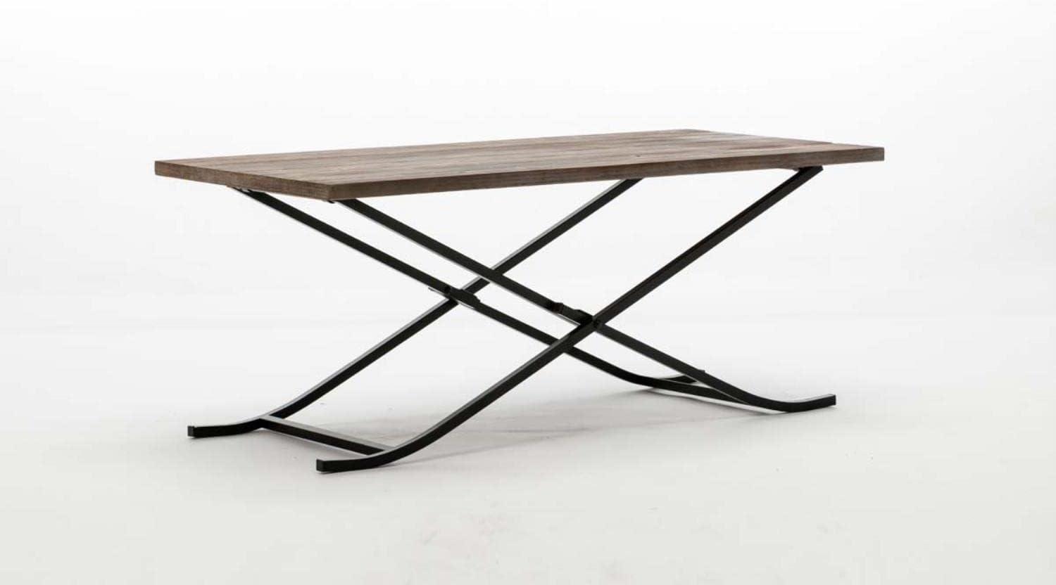 Leonardo Cocktail Table Weathered Fir & Black - Boraam: Rustic Rectangle Coffee Table, Iron Frame, Easy to Clean