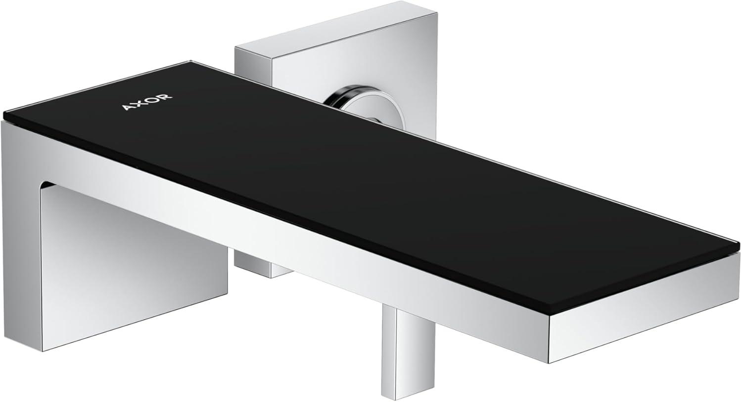 Modern Chrome and Black Glass Widespread Bathroom Faucet