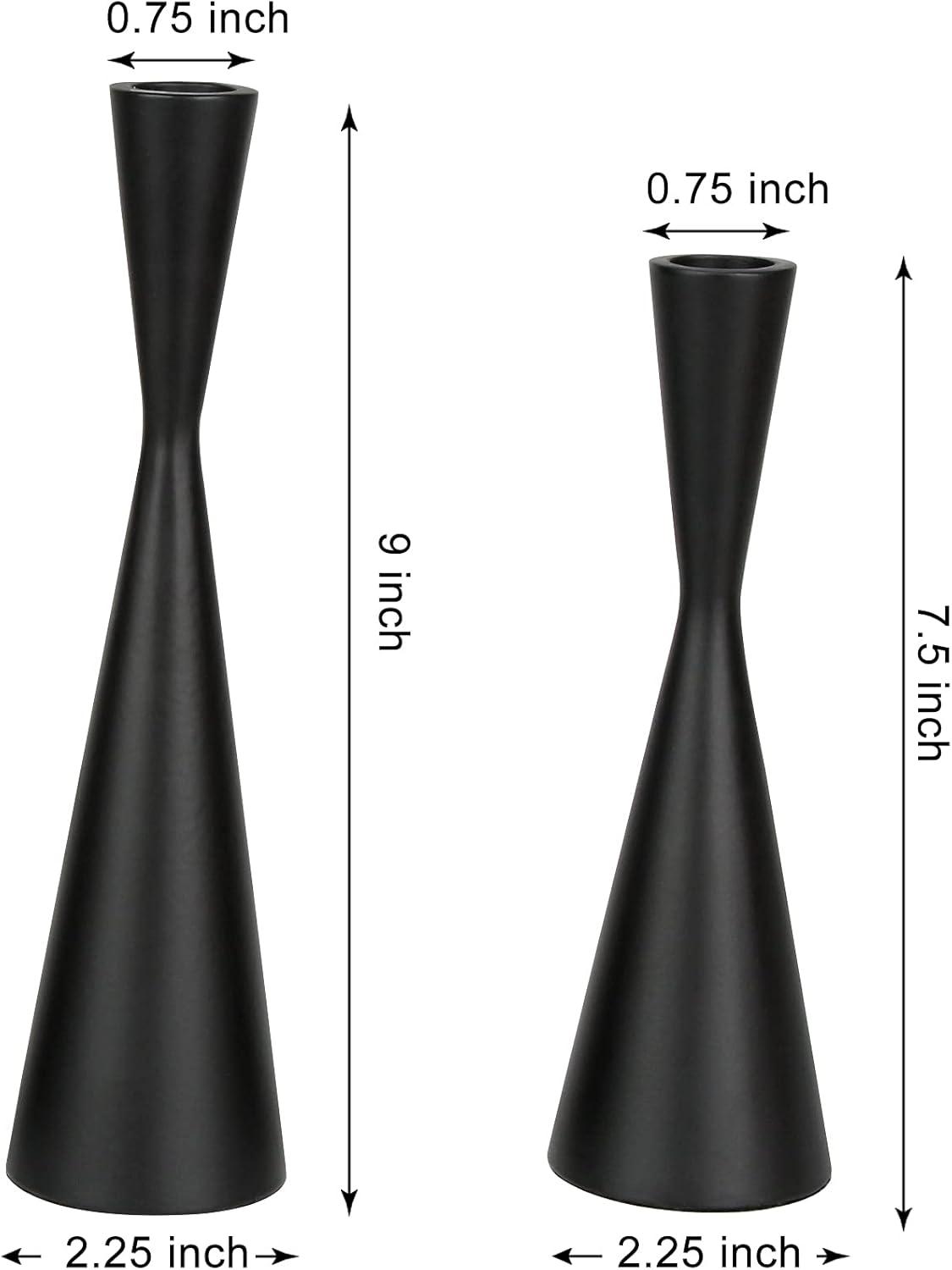 Matte Black Iron Taper Candlestick Holders Set of 2