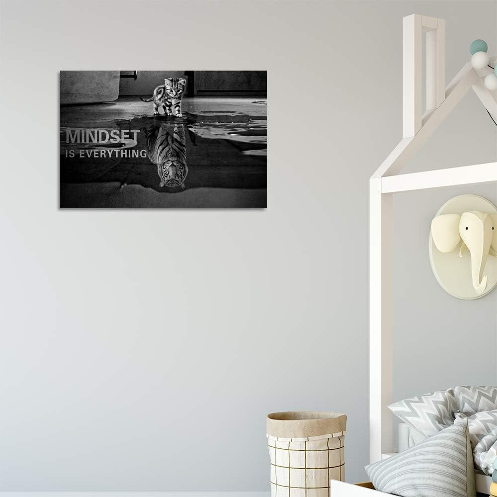 POSTER Mindset Is Everything Cat/Tiger Leader Motivational Inspirational Prevocational Life Action Success Quote Print Poster Wall Art Picture-UNFRAMED