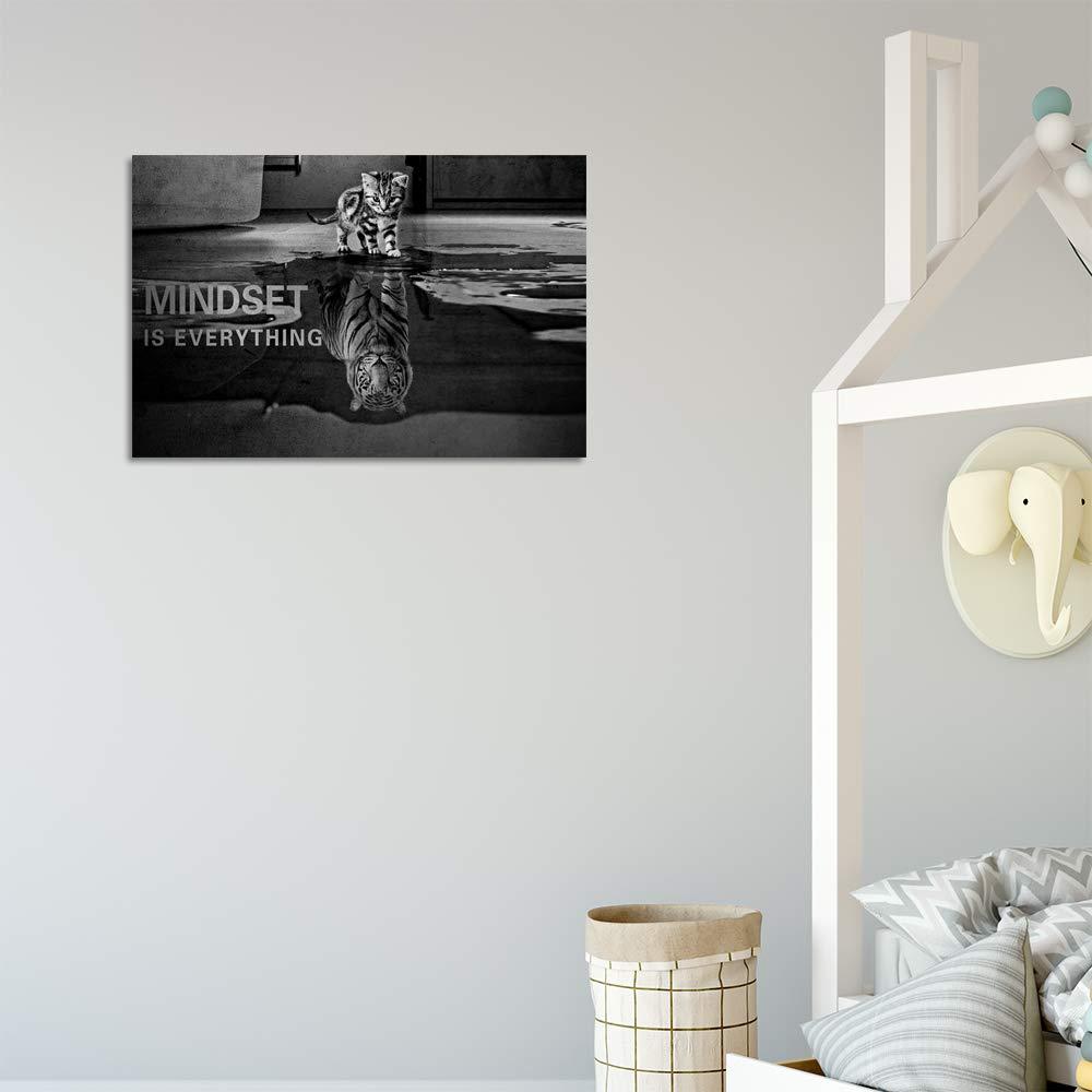 POSTER Mindset Is Everything Cat/Tiger Leader Motivational Inspirational Prevocational Life Action Success Quote Print Poster Wall Art Picture-UNFRAMED