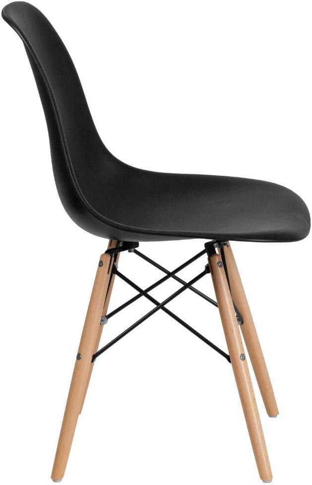 Flash Furniture Elon Series Plastic Chair with Wooden Legs for Versatile Kitchen, Dining Room, Living Room, Library or Desk Use