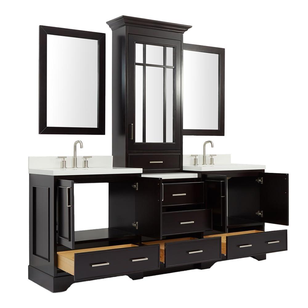 Ariel Stafford 85 in Double Sink Vanity Set in Espresso