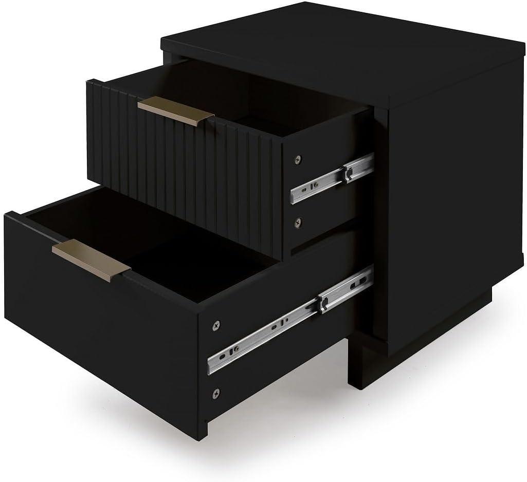 Granville Modern 2 Drawer Nightstand Light Gray - Manhattan Comfort: Soft Close, UV Finish, Metal Handles