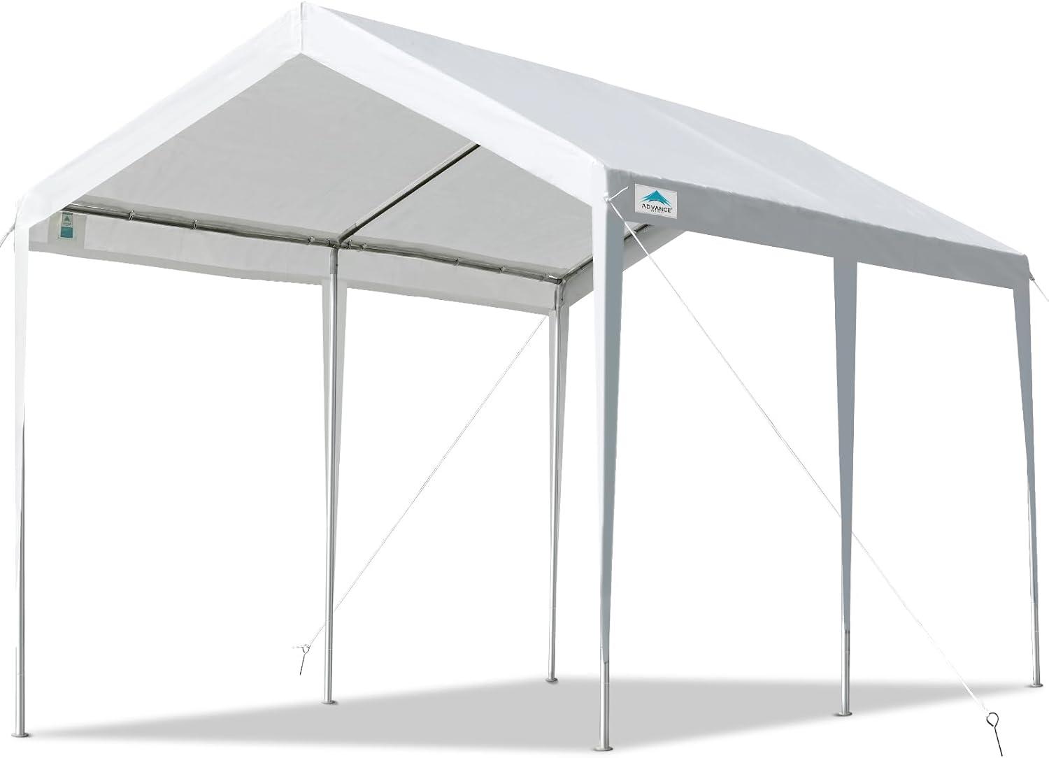 10' x 20' White Portable Metal Carport Canopy with Windows