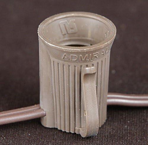 Novelty Lights 25 Feet C9/E17 Intermediate Base Christmas Stringer, Vintage Holiday Hanging Light String, 12" Spacing, SPT-1 20 Gauge Brown Wire