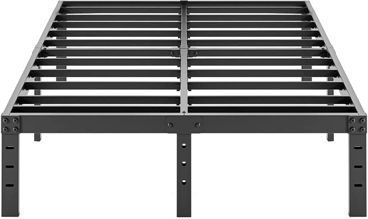 Black Steel King Size Platform Bed Frame with Under Bed Storage