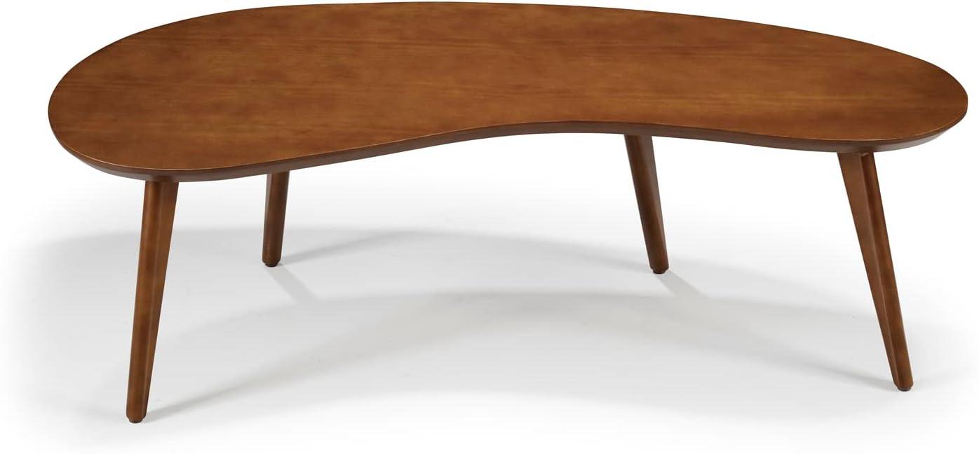 Camaflexi Mid Century Modern Coffee Table Small Tabletop Wood Coffee Desk, White
