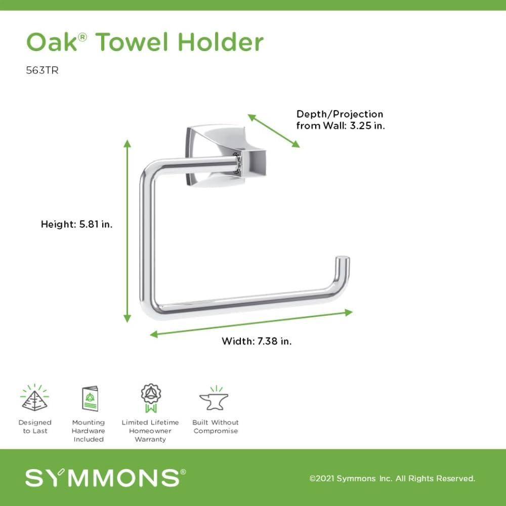 Polished Chrome Oak Wall Mounted Towel Ring