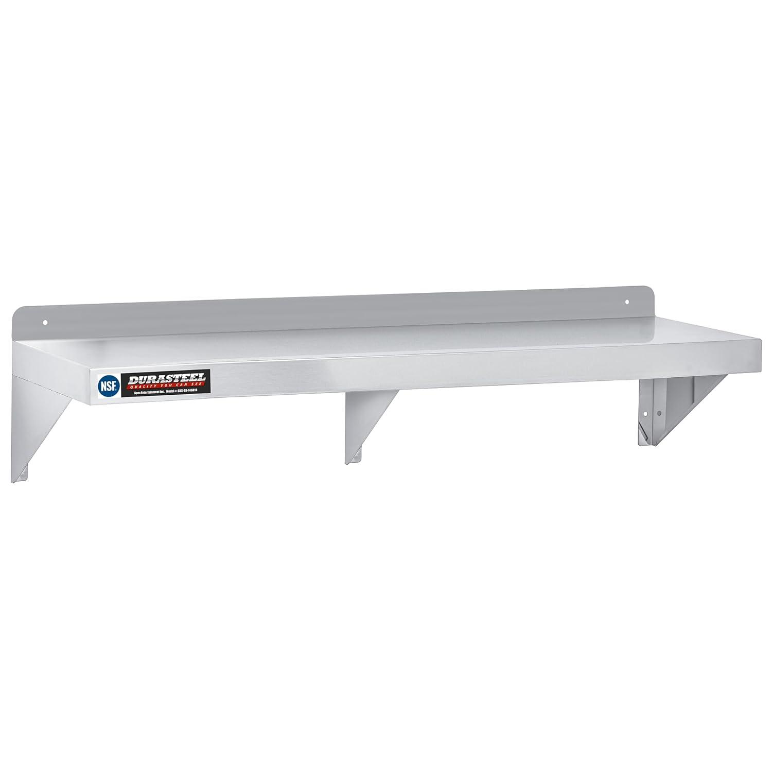 DuraSteel Stainless Steel Wall Shelf - 72" Wide x 14" Deep Commercial Grade - NSF Certified