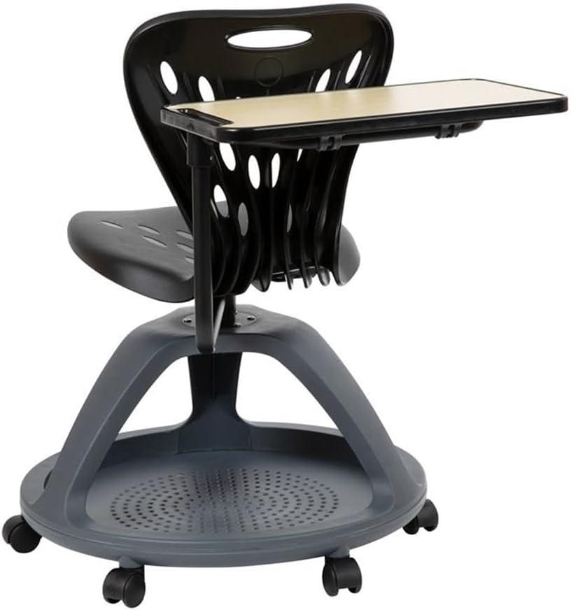 Flash Furniture Mobile Desk Chair with 360° Tablet Rotation and Storage Cubby