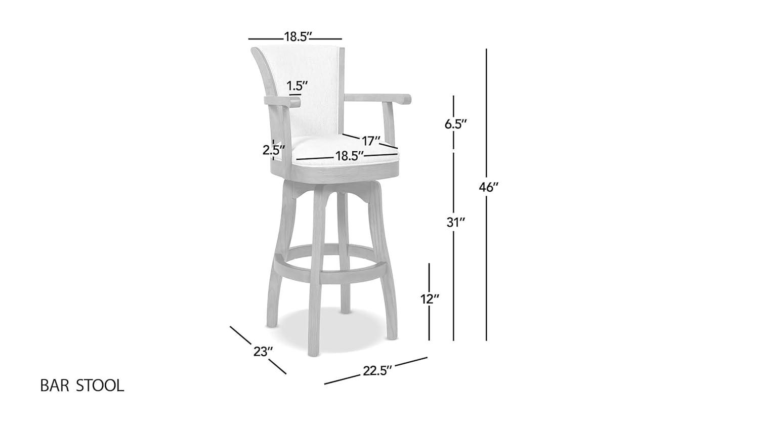Jennifer Taylor Home Williams 31" Swivel Bar Stool with Armrests Heathered Grey
