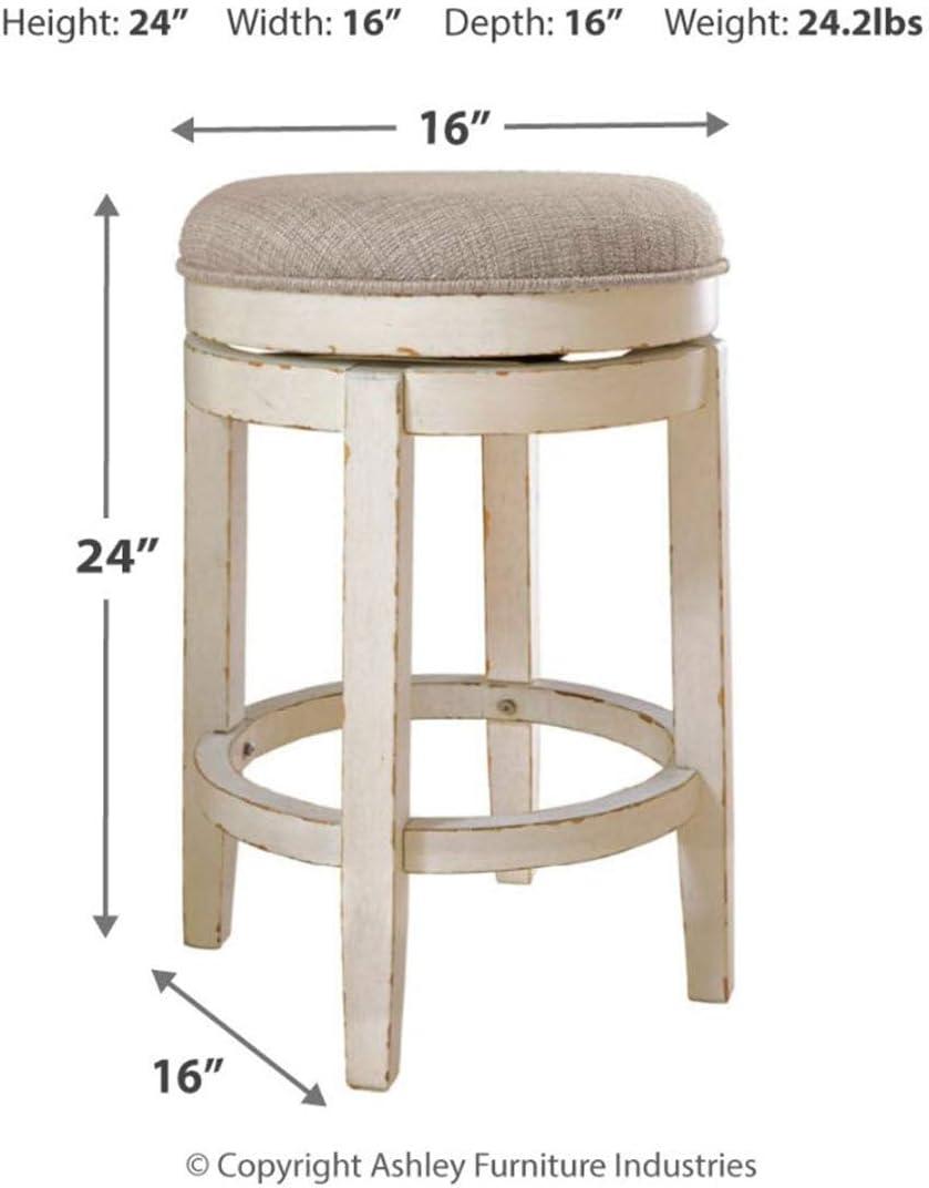 Realyn Upholstered Swivel Counter Height Barstool Beige: Cottage Design, Textured Fabric - Signature Design by Ashley