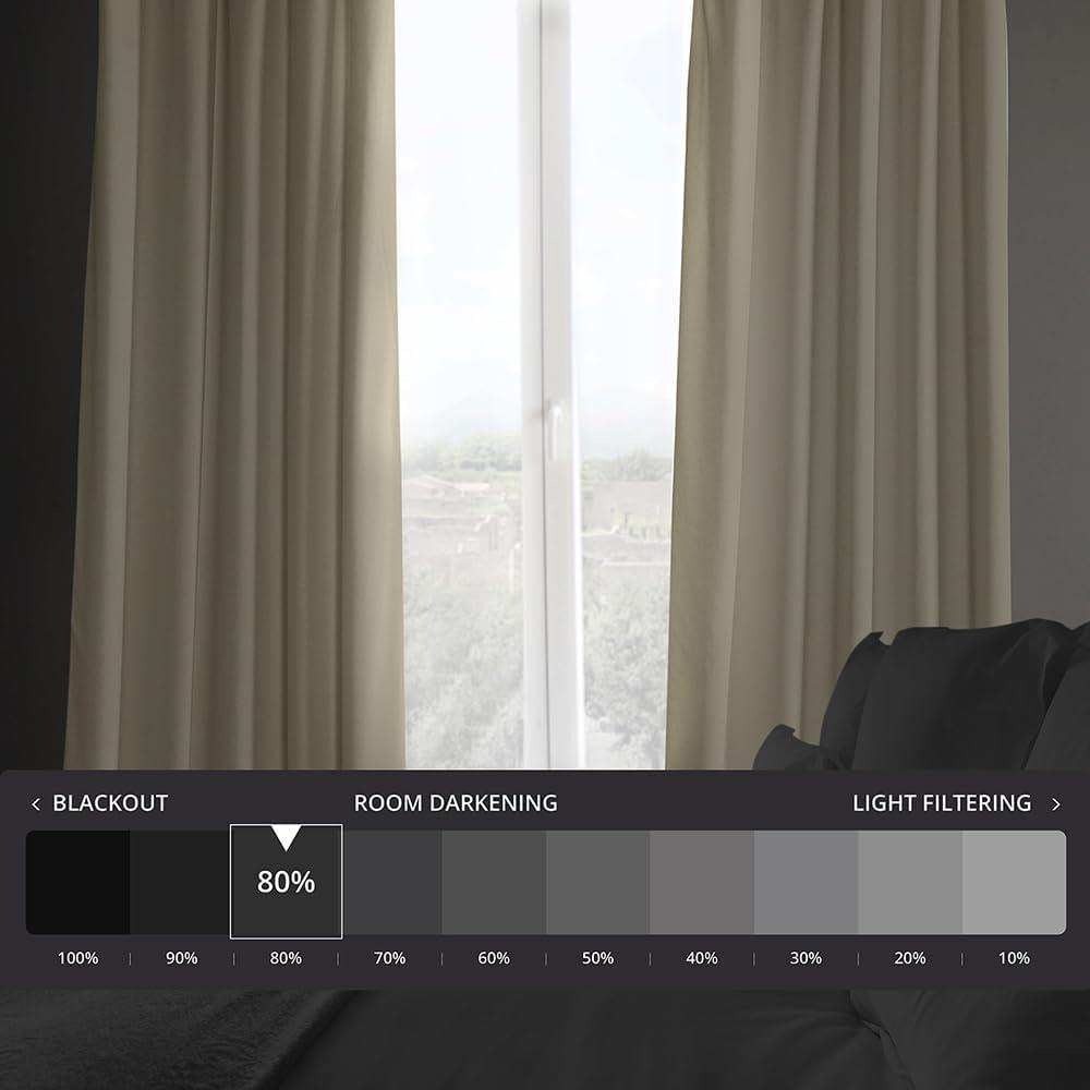 HPD Half Price Drapes Heritage Plush Velvet Curtains 84 Inches Long Room Darkening Curtains for Bedroom & Living Room 50W x 84L, (1 Panel), Macchiato Beige