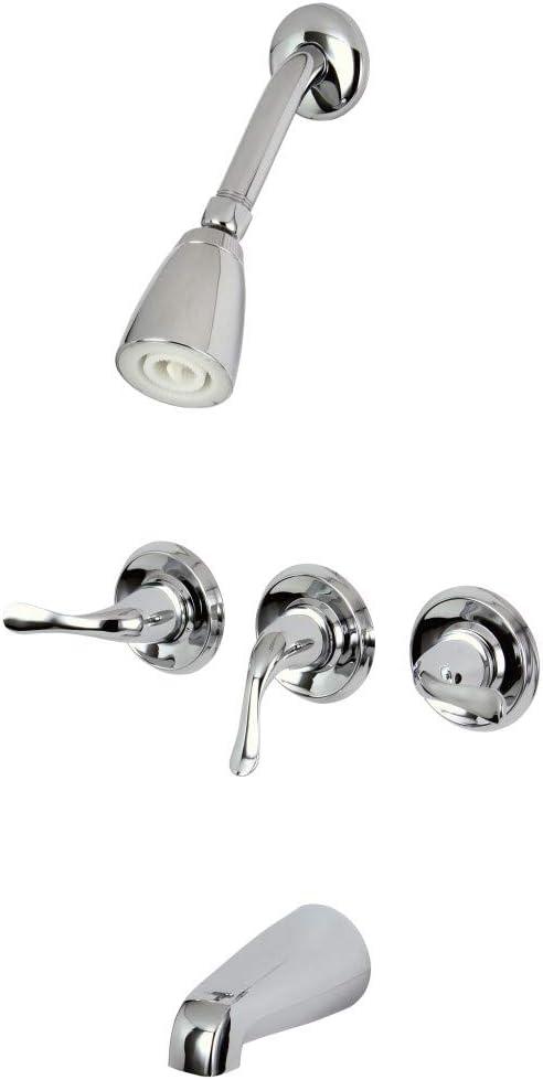 Polished Chrome Triple-Handle Tub and Shower Faucet Set