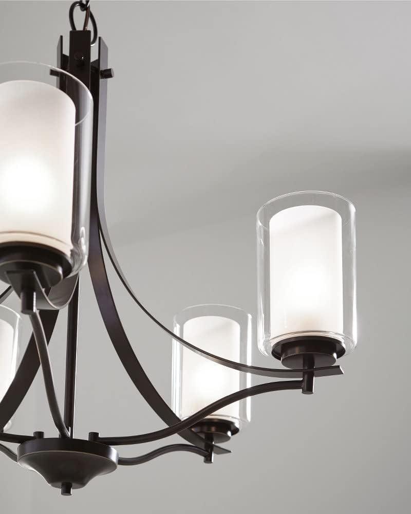 Elegant Brushed Nickel 5-Light Chandelier with Satin Etched Glass