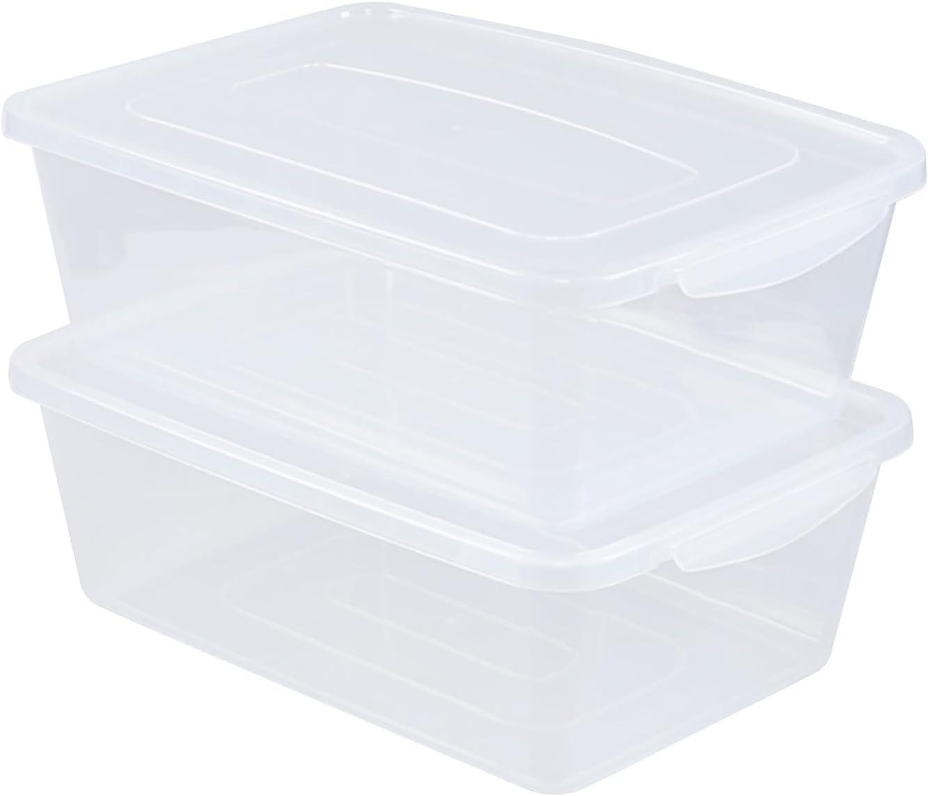 Clear Stackable Plastic Storage Boxes with Lids, 16 Quart, 2-Pack