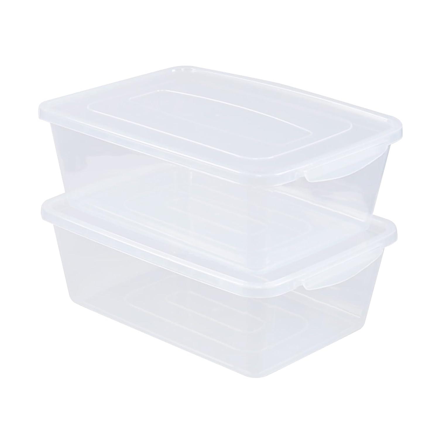 Zopnny 2-Pack Plastic Containers Box with Latching Lid, Stackable Nestable Storage Bins, Clear Pizza Dough Proofing Box, 16 Quart