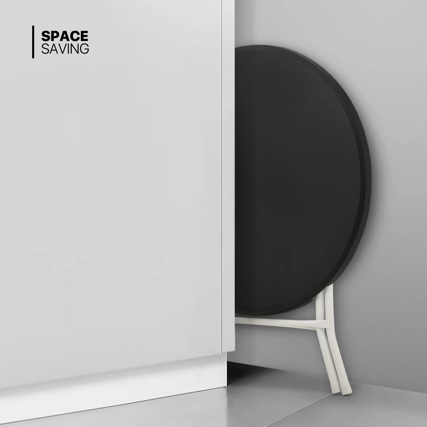 31.5" Round Folding Banquet Table, Portable Plastic Coffee Card Dining Table for Outdoor Party Event