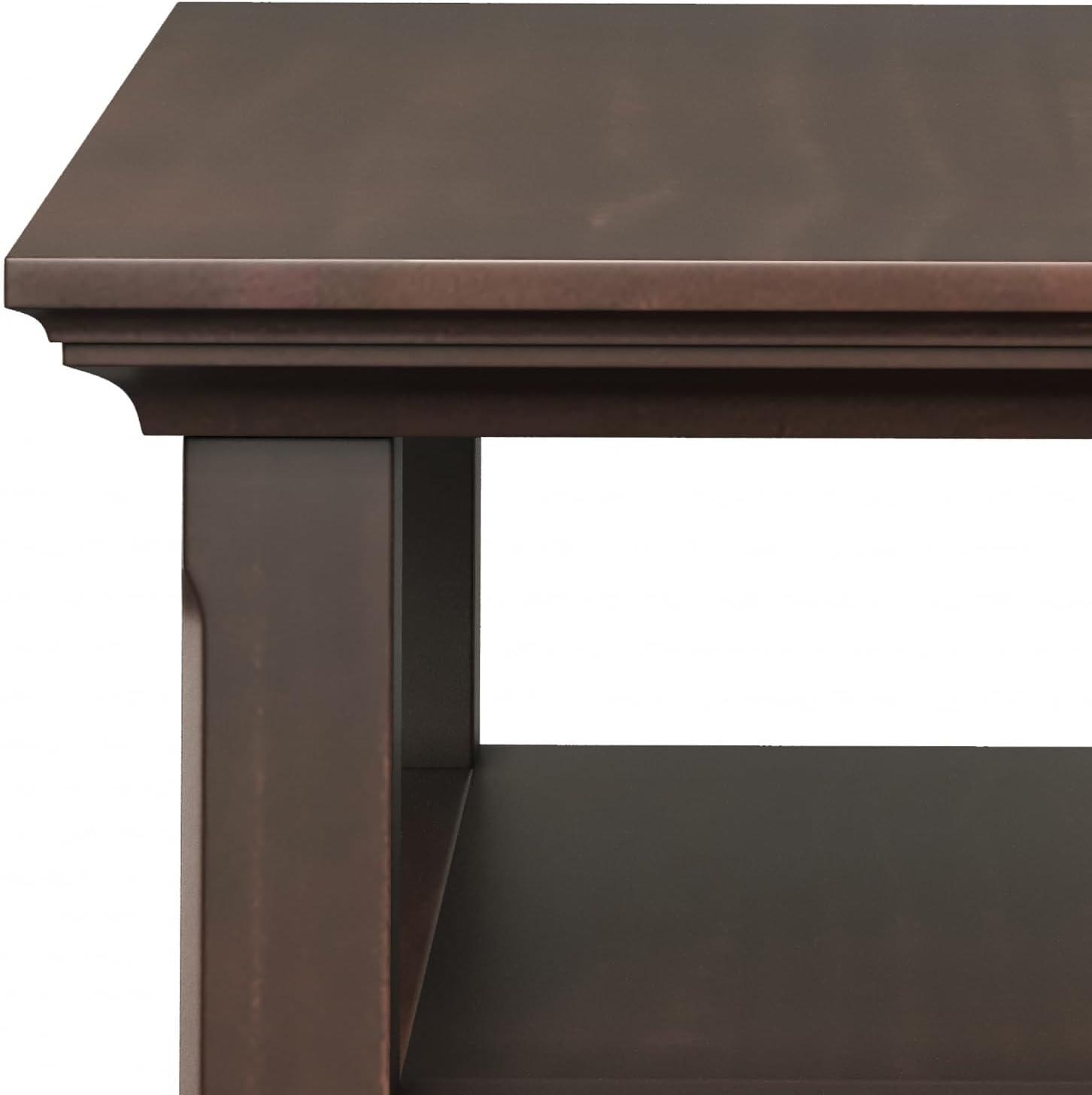 Simpli Home Acadian SOLID WOOD 14 inch Wide Narrow Side Table with Drawer in Brunette Brown