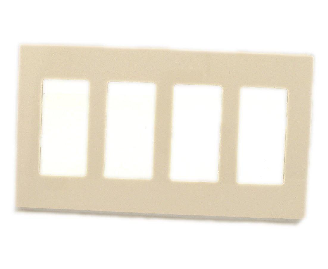 Leviton 4-Gang Decora Plus Wallplate Screwless Snap-On Mount, 80312-ST, Light Almond