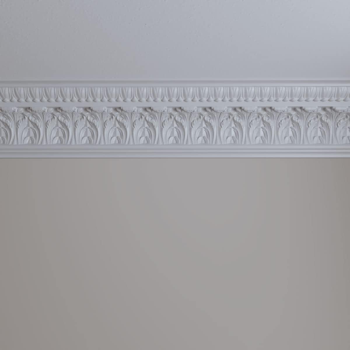 Ekena Millwork 7 3/4"H x 5 1/2"P x 9 1/2"F x 94 1/2"L Odessa Leaf Dentil Crown Moulding