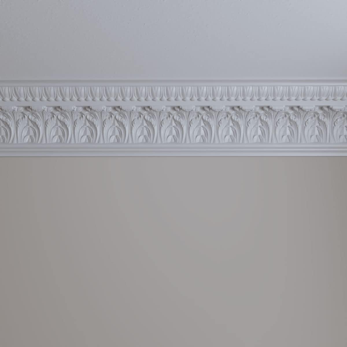 Ekena Millwork 7 3/4"H x 5 1/2"P x 9 1/2"F x 94 1/2"L Odessa Leaf Dentil Crown Moulding