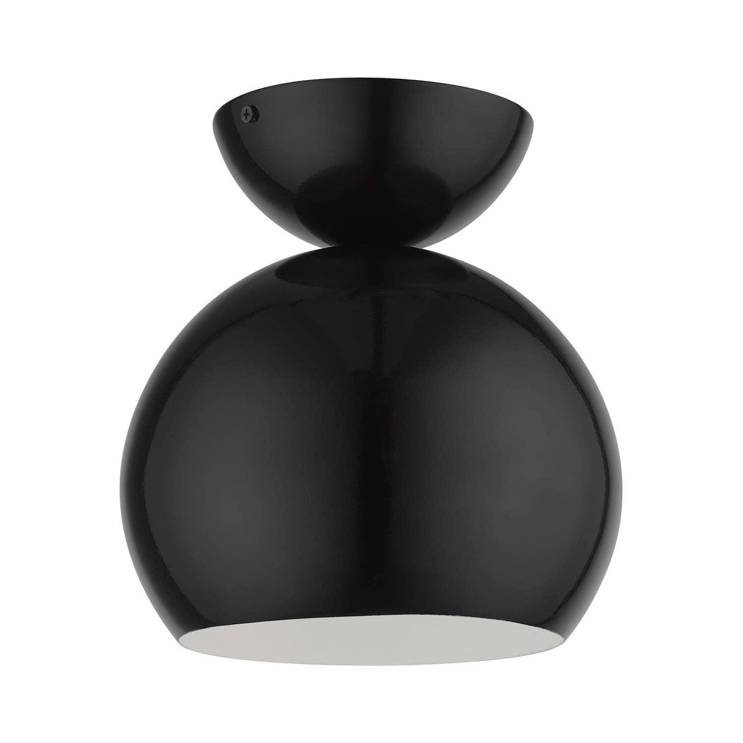 Livex Lighting Stockton 1 - Light Semi-Flush Mount in  Shiny Black