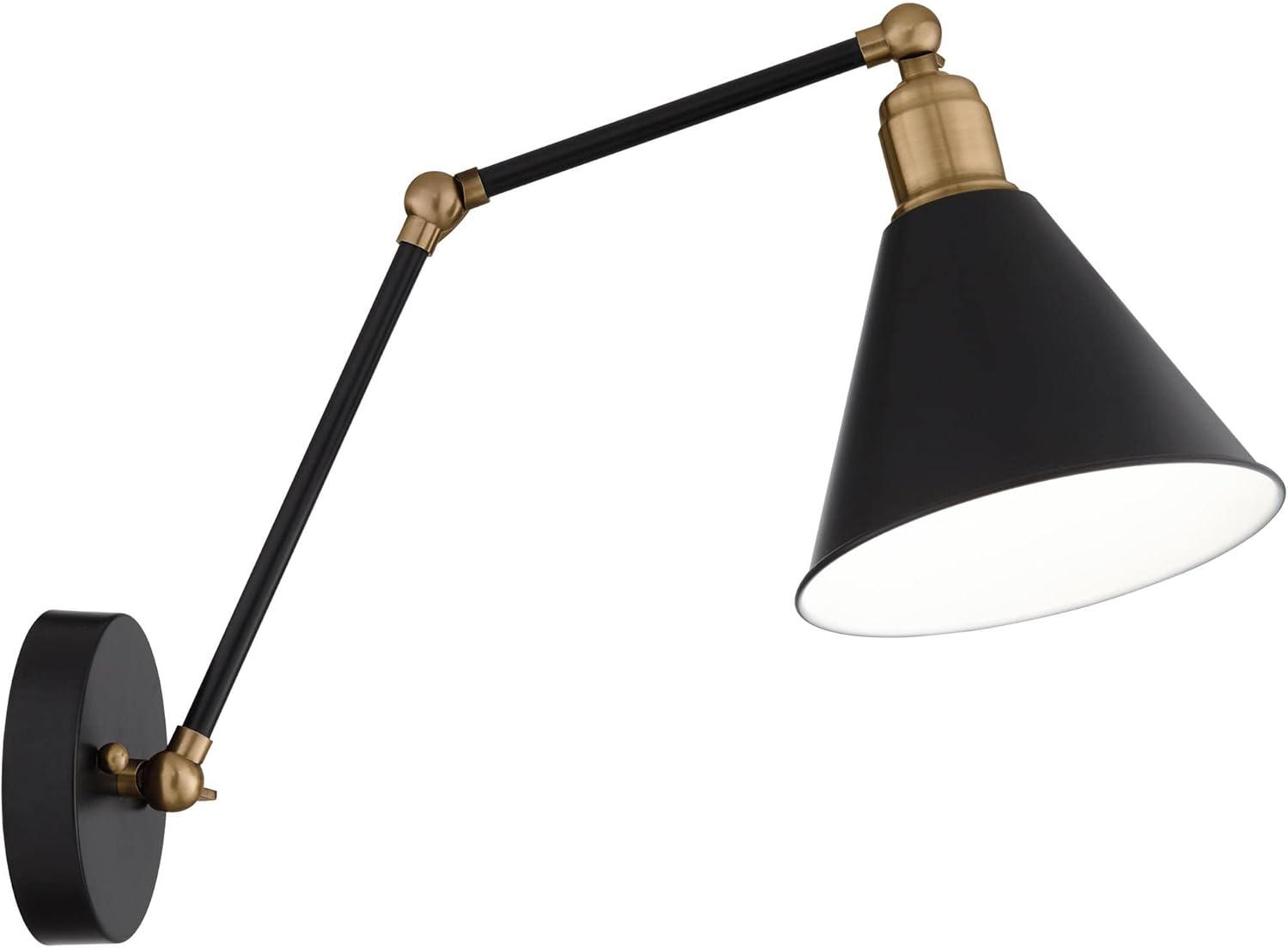 Wray Black and Brass Adjustable Wall Lamps Set of 2