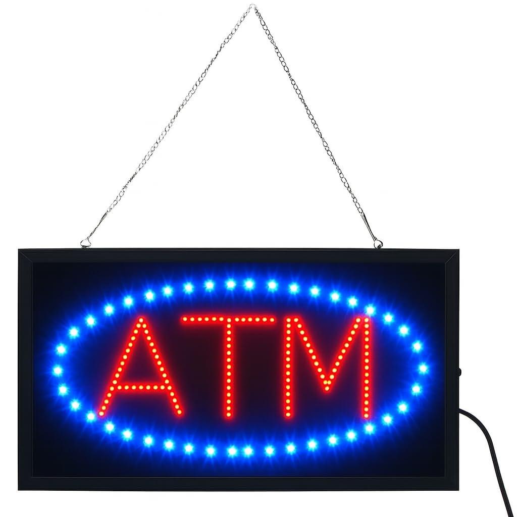 LED Neon Light ATM Sign With Animation On/off and Power On/Off two Switchs for Business B86
