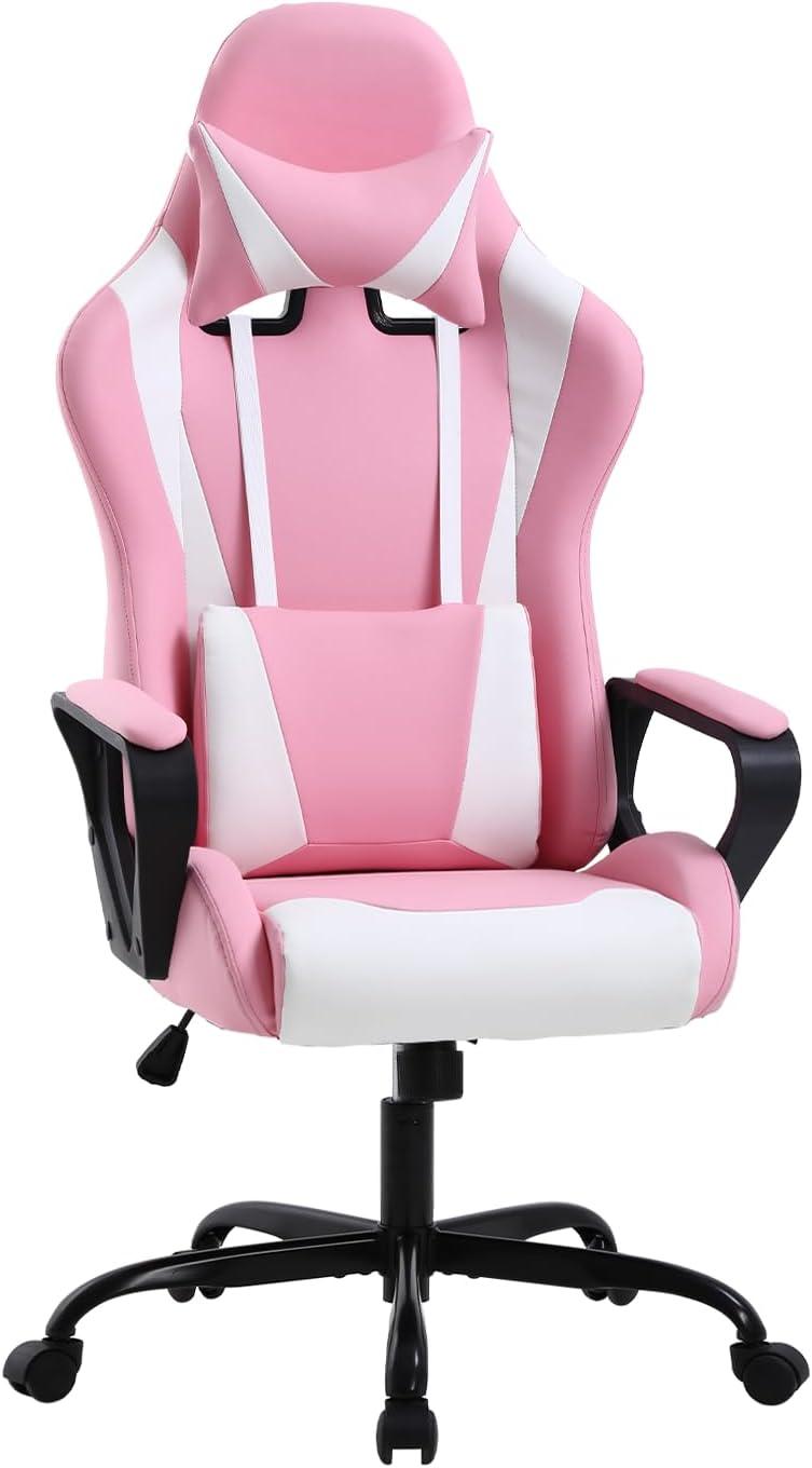 FDW Office Chair Gaming Chair Desk Chair Executive Chair with Lumbar Support Adjustable Stool Swivel Rolling Computer Chair,Pink