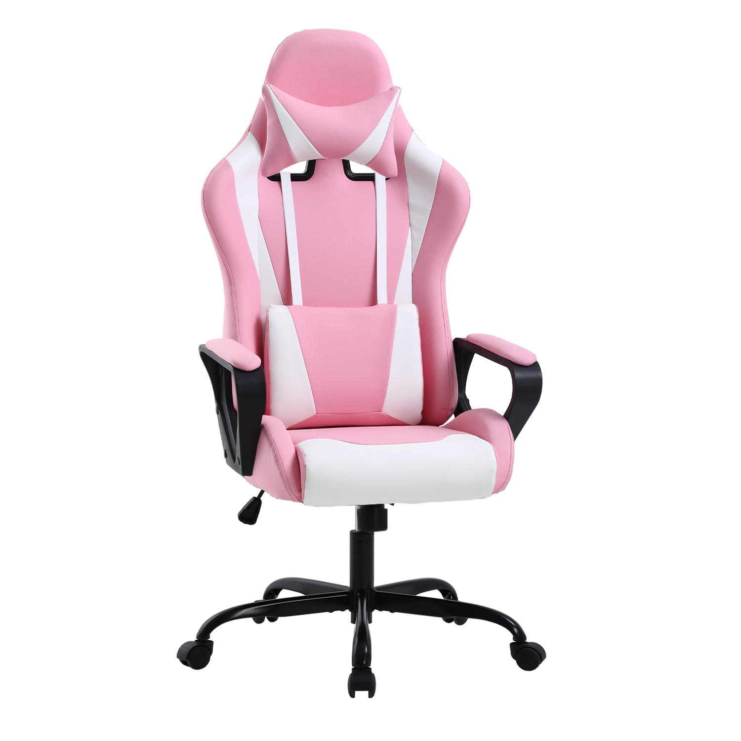 FDW Office Chair Gaming Chair Desk Chair Executive Chair with Lumbar Support Adjustable Stool Swivel Rolling Computer Chair,Pink