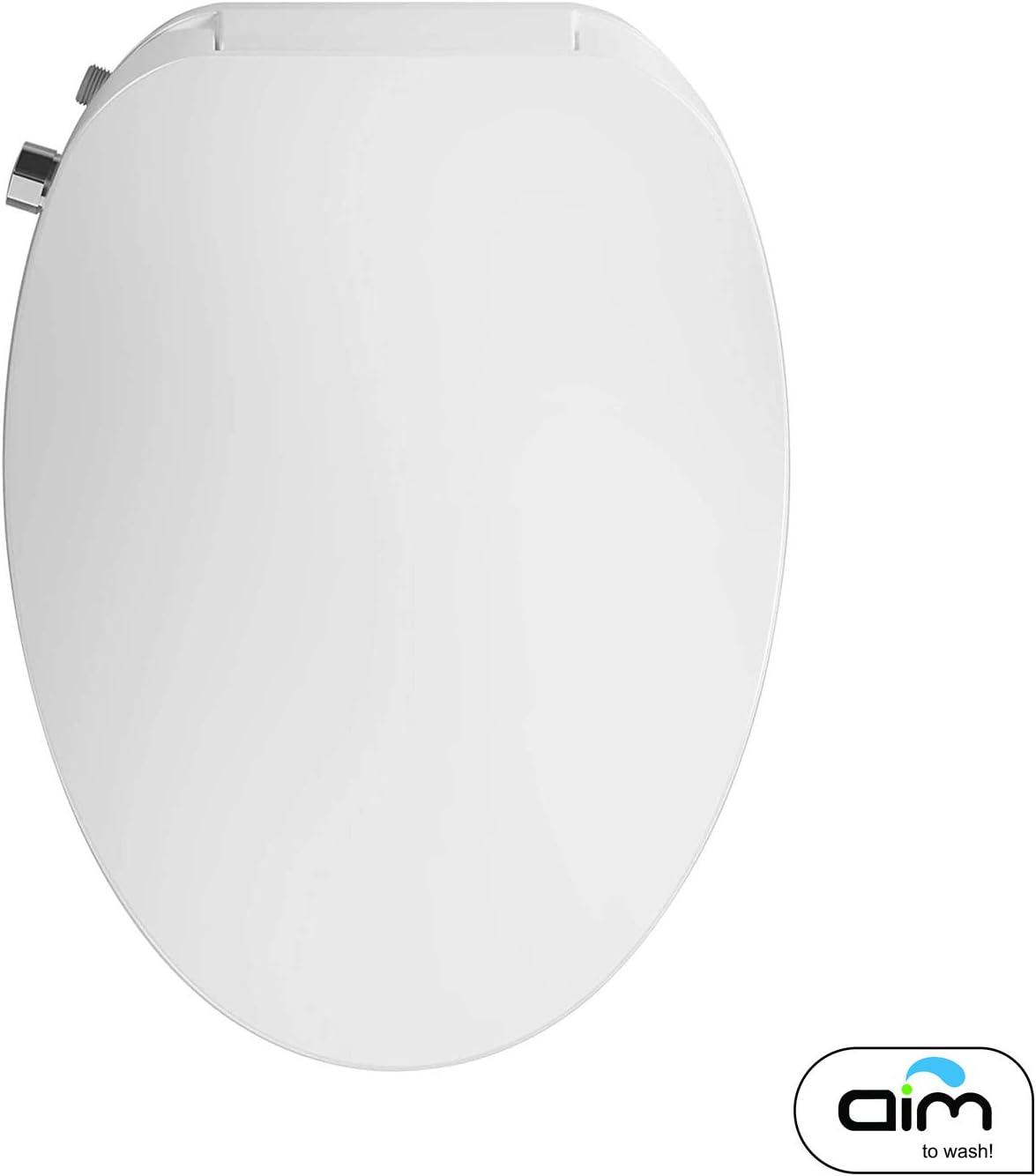 White Elongated Heated Smart Toilet Seat with Bidet and Night Light