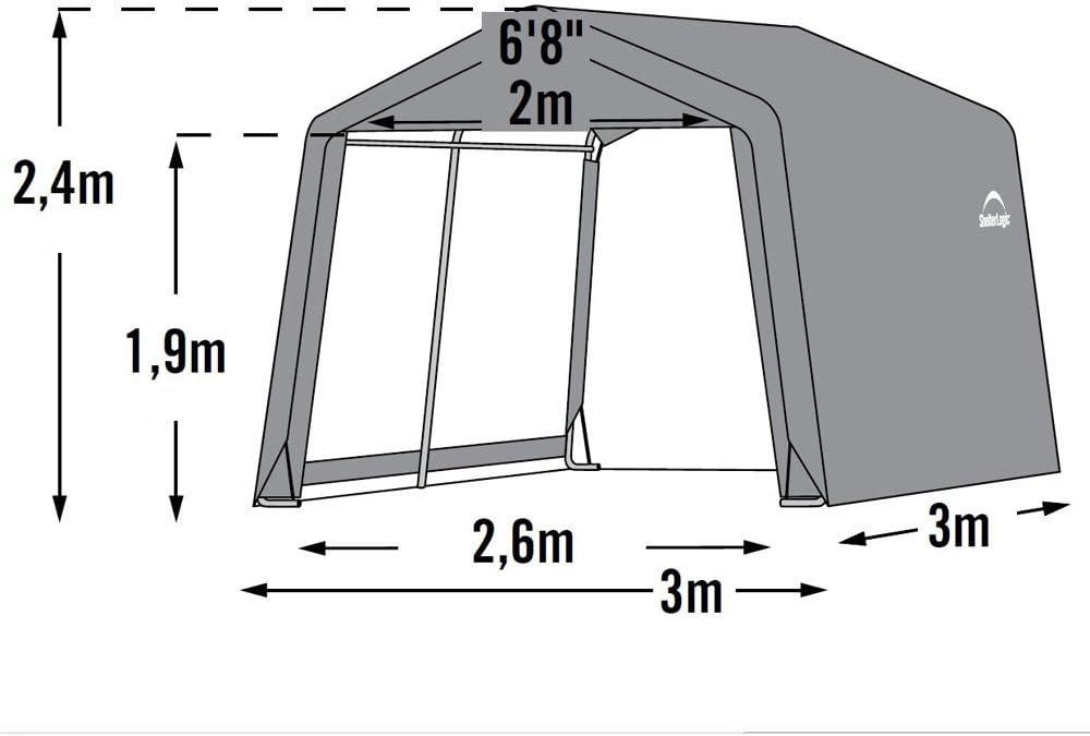 ShelterLogic 70333 10-10-8 Peak Style Storage Shed  1-.38 in.  Frame  Grey Cover