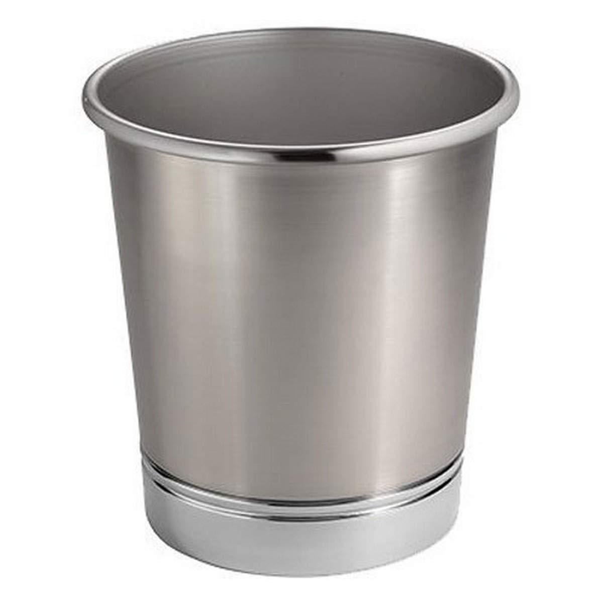 iDESIGN York Metal Wastebasket Trash Can Brushed Nickel/Chrome