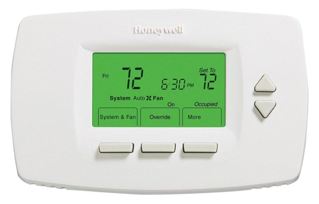 Honeywell White Digital Programmable Thermostat with Green Backlit Screen