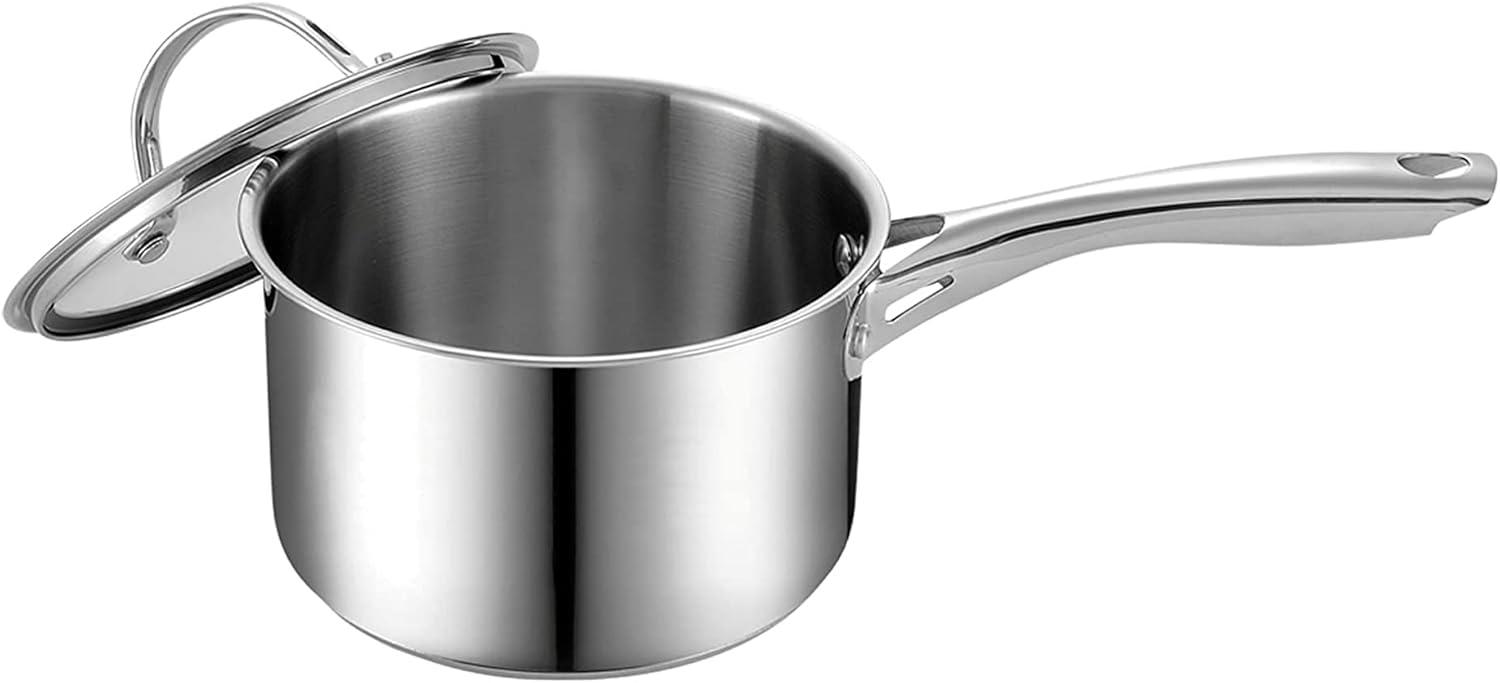 Classic 2-Quart Stainless Steel Saucepan with Glass Lid