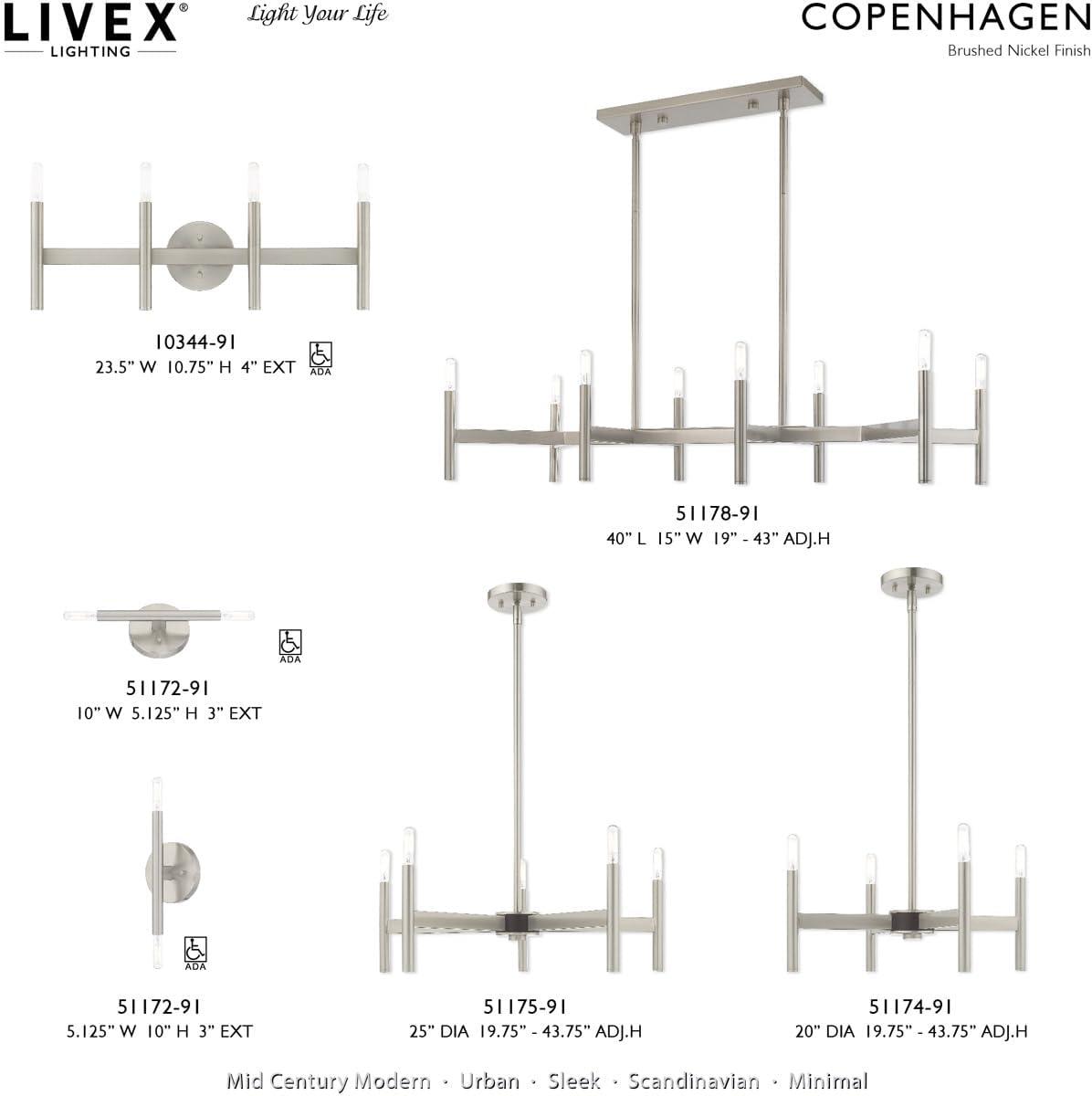 Livex Lighting Copenhagen 5 - Light Chandelier in  Brushed Nickel