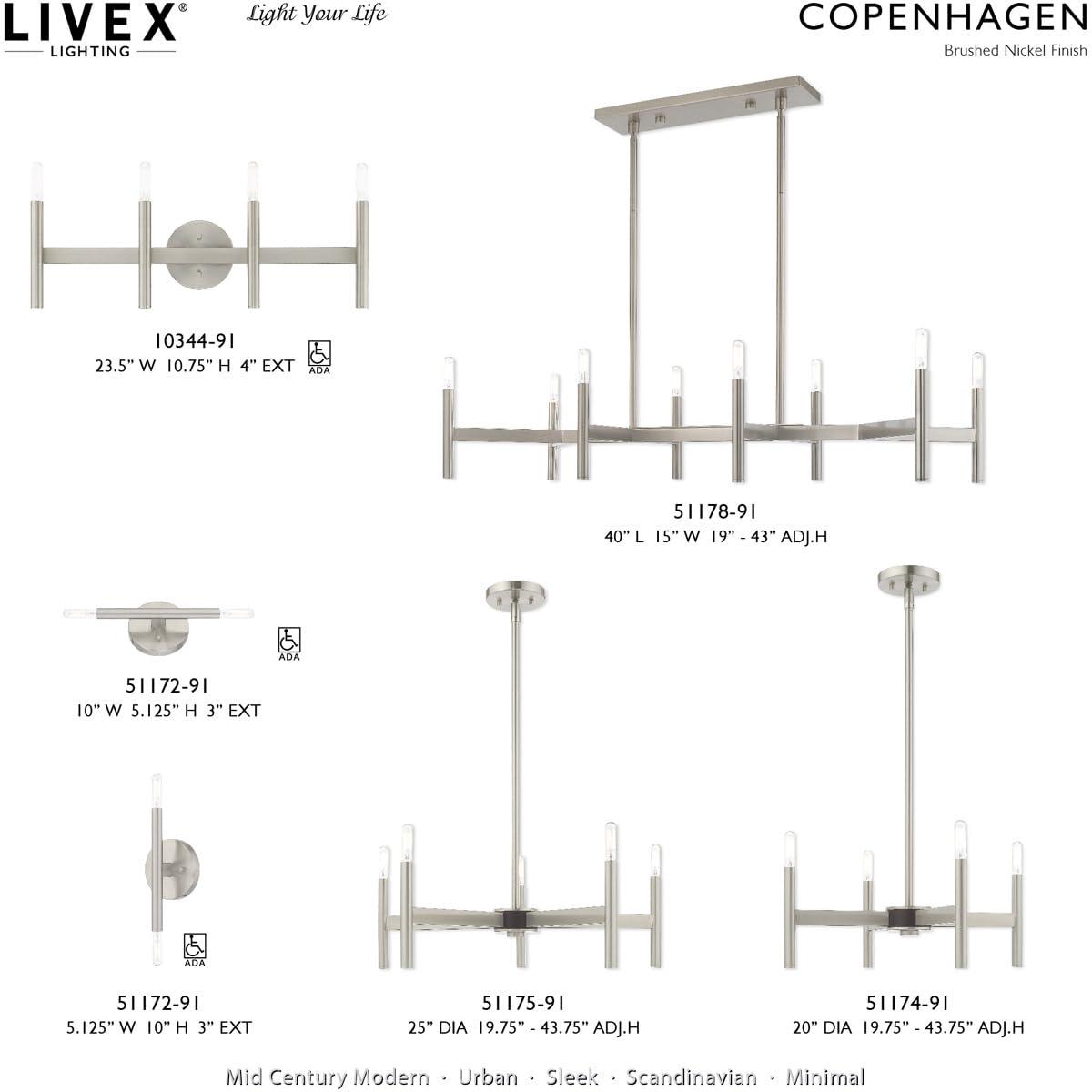 Livex Lighting Copenhagen 5 - Light Chandelier in  Brushed Nickel