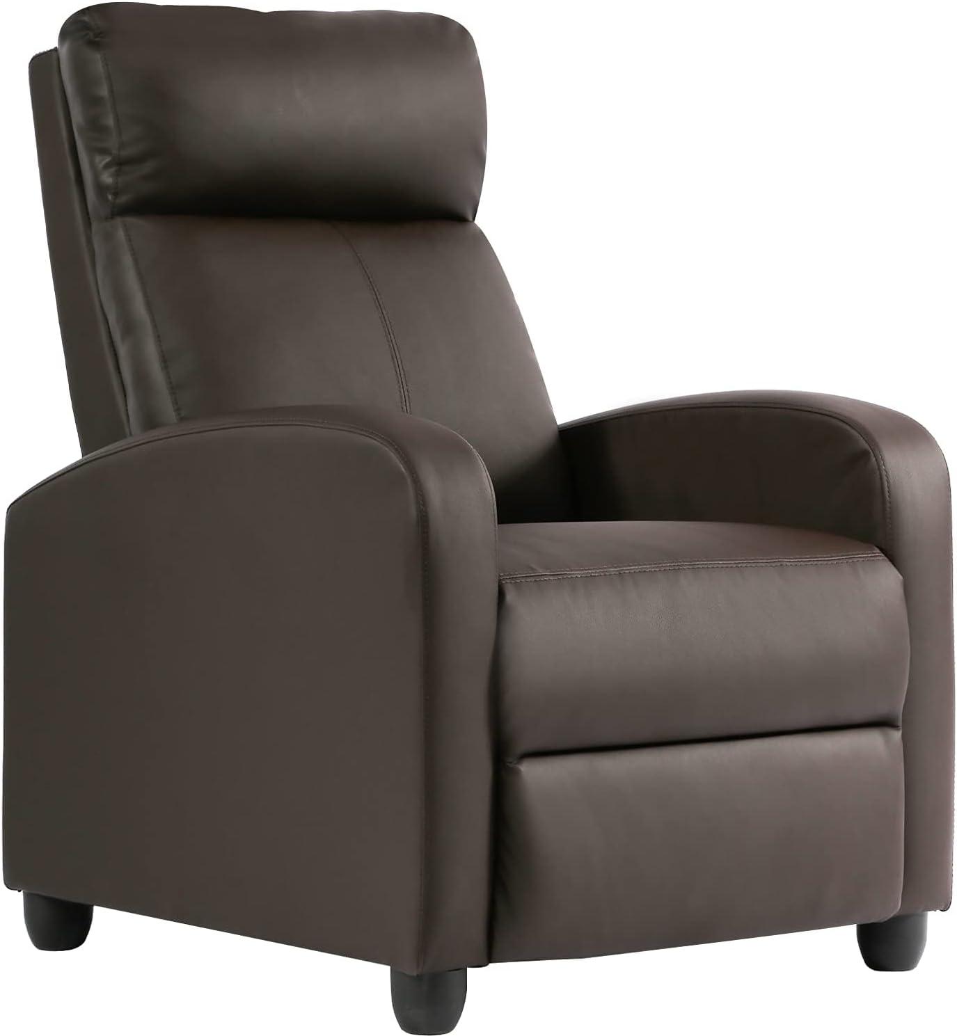 FDW Wingback Recliner Chair Leather Single Modern Sofa Home Theater Seating for Living Room