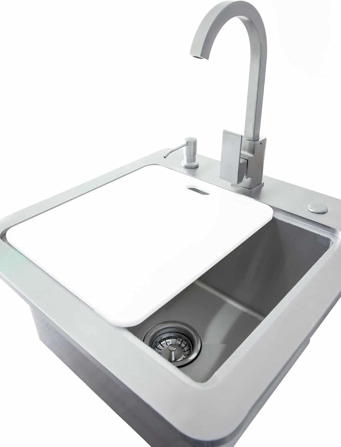 21" Stainless Steel Outdoor Kitchen Sink with Faucet and Soap Dispenser