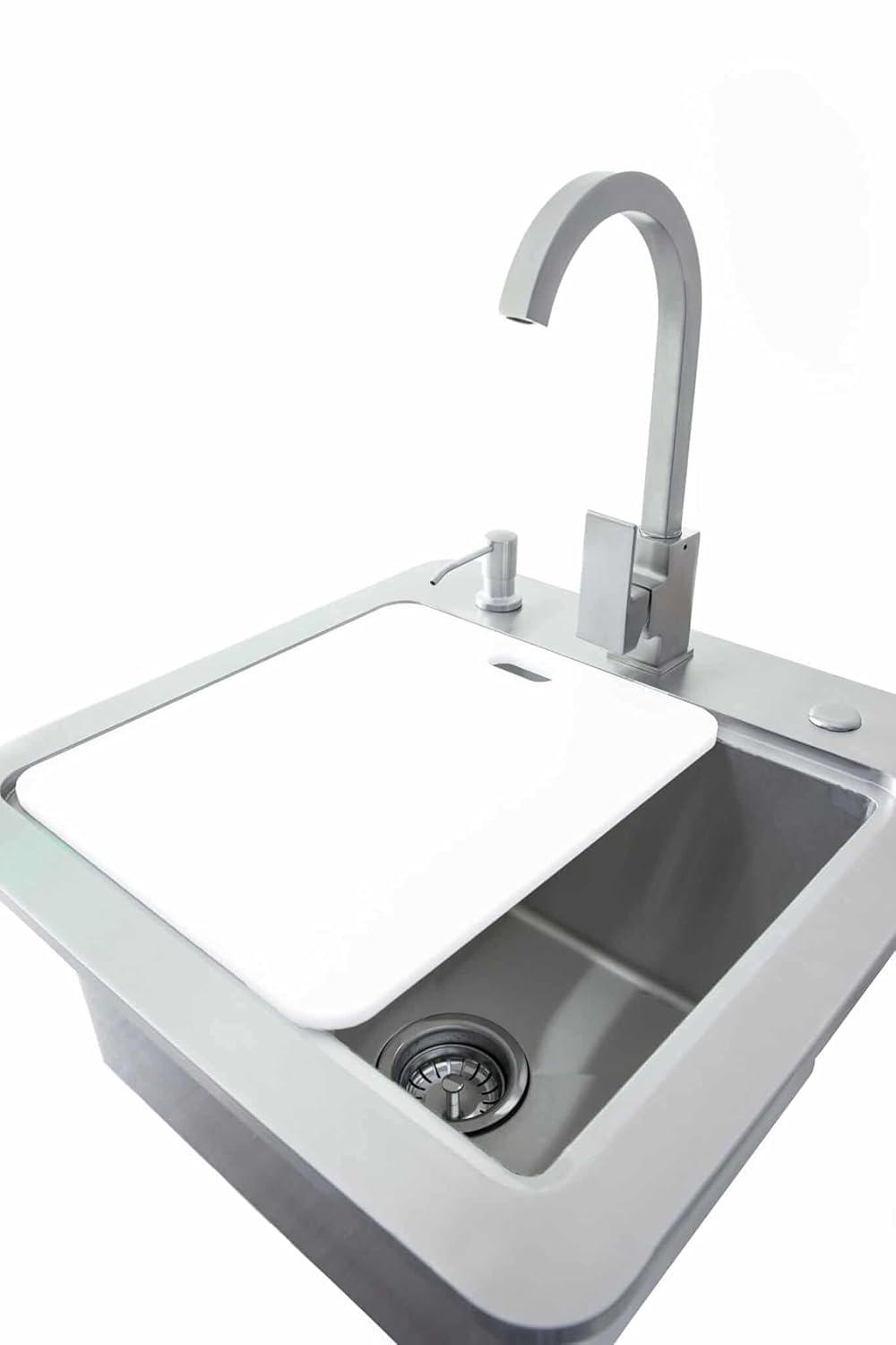 21" Stainless Steel Outdoor Kitchen Sink with Faucet and Soap Dispenser
