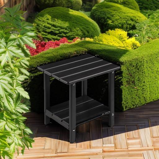 Black Hexagonal HDPE Adirondack Outdoor End Table