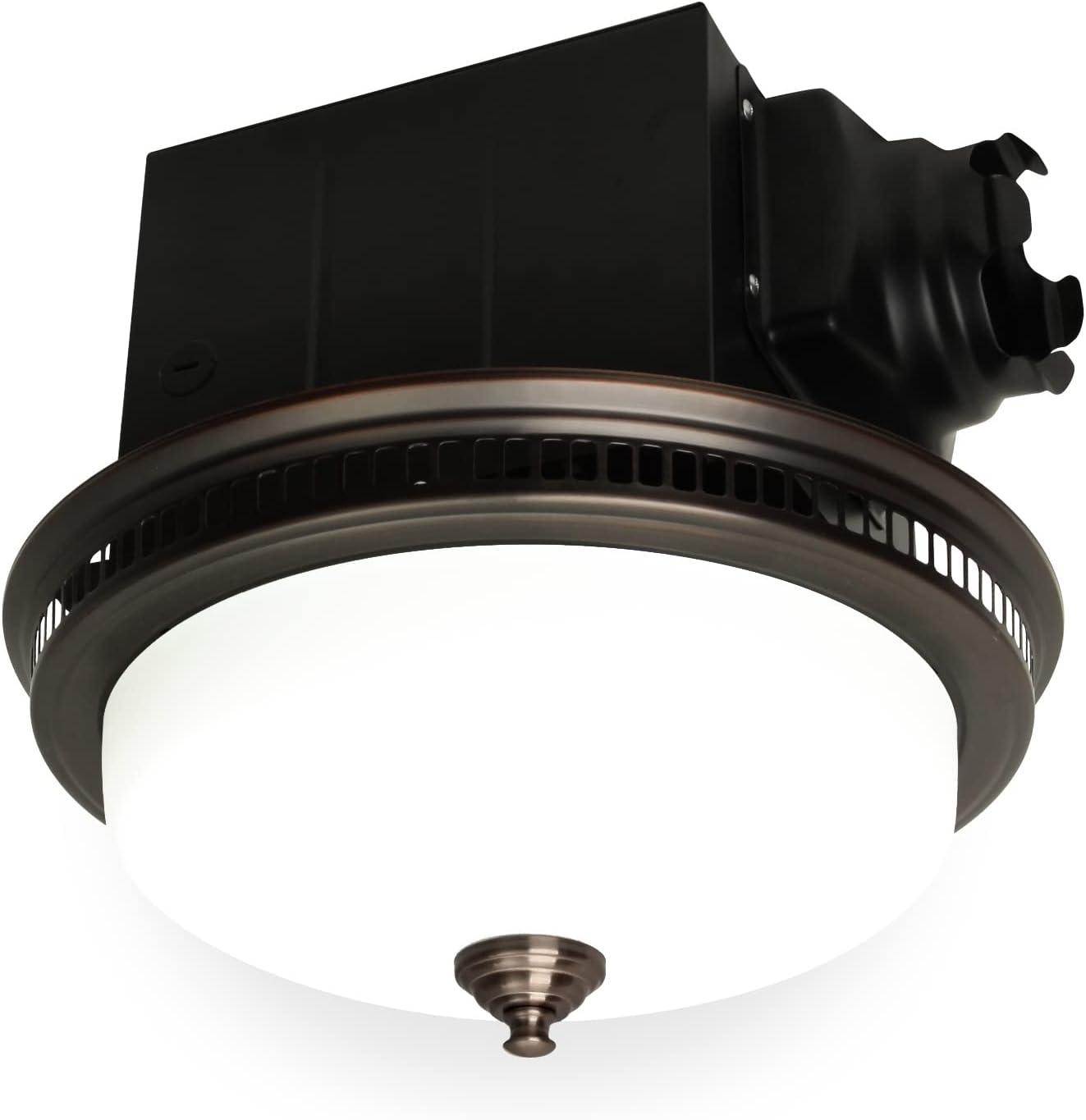 Akicon Ultra Quiet Bathroom Exhaust Fan with LED Light and Nightlight 110CFM 1.5 Sone Oil Rubbed Bronze Finish Bright White
