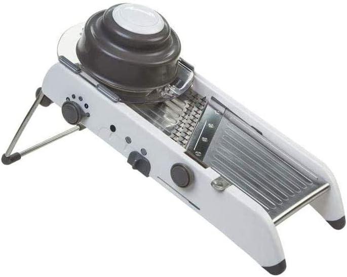 PL8 Professional Mandoline White: Dishwasher-Safe Kitchen Slicer, Stainless Steel Blade, 13.88" Width