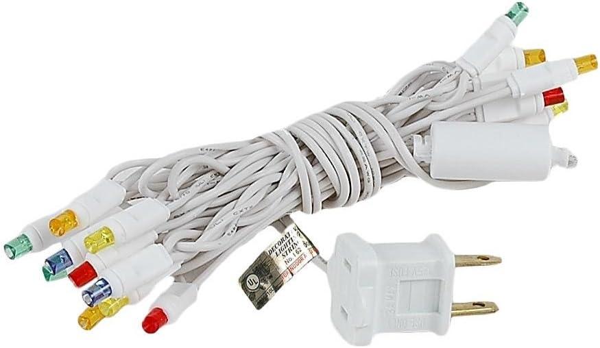 8.5 Foot 20 Light Mini LED Crafting Lights by Novelty Lights, Multicolor LEDs on White Wire, 24 Inch Lead, Non-Connectable Short Fairy Light String