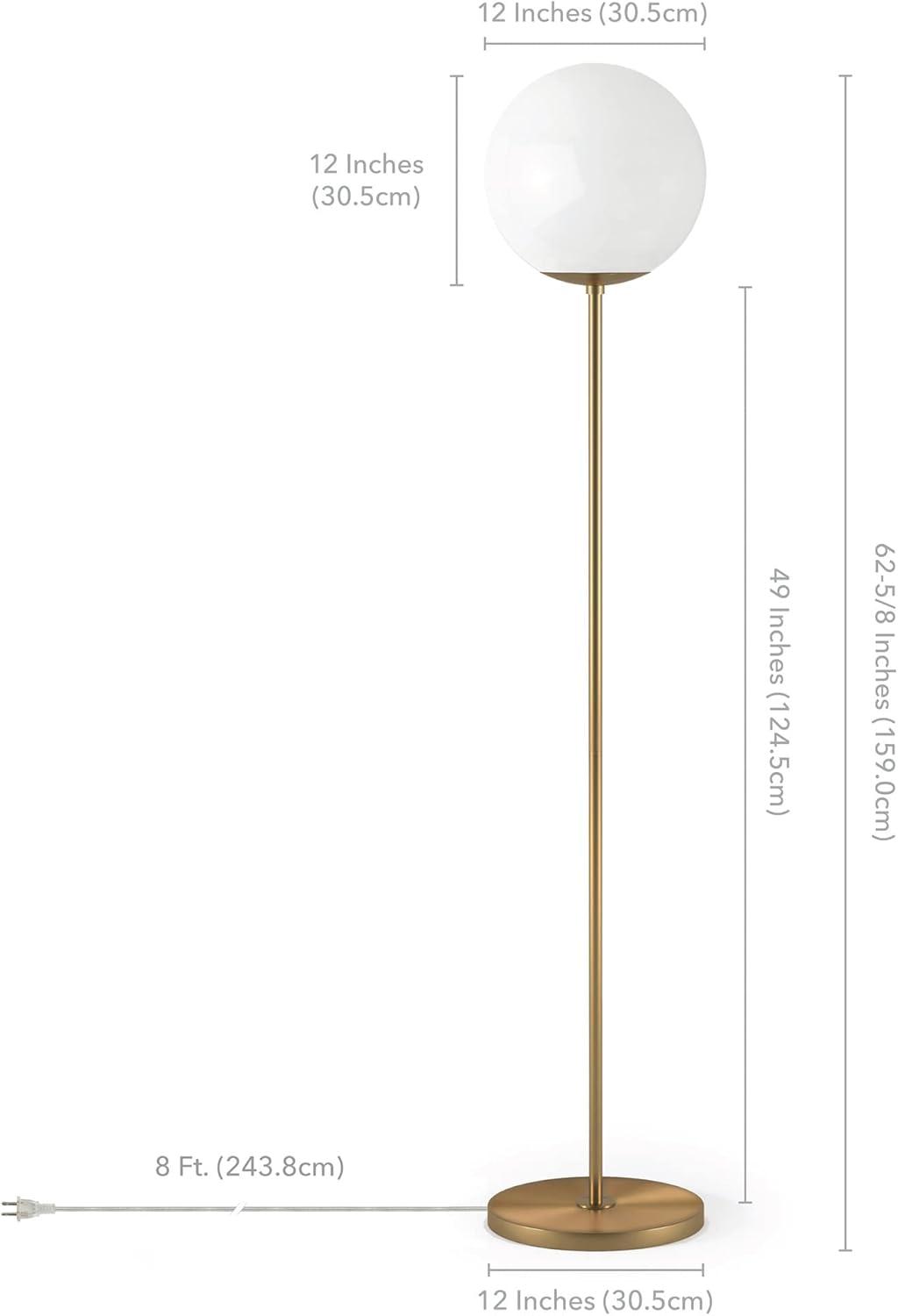 Theia White Glass Globe & Brass Floor Lamp