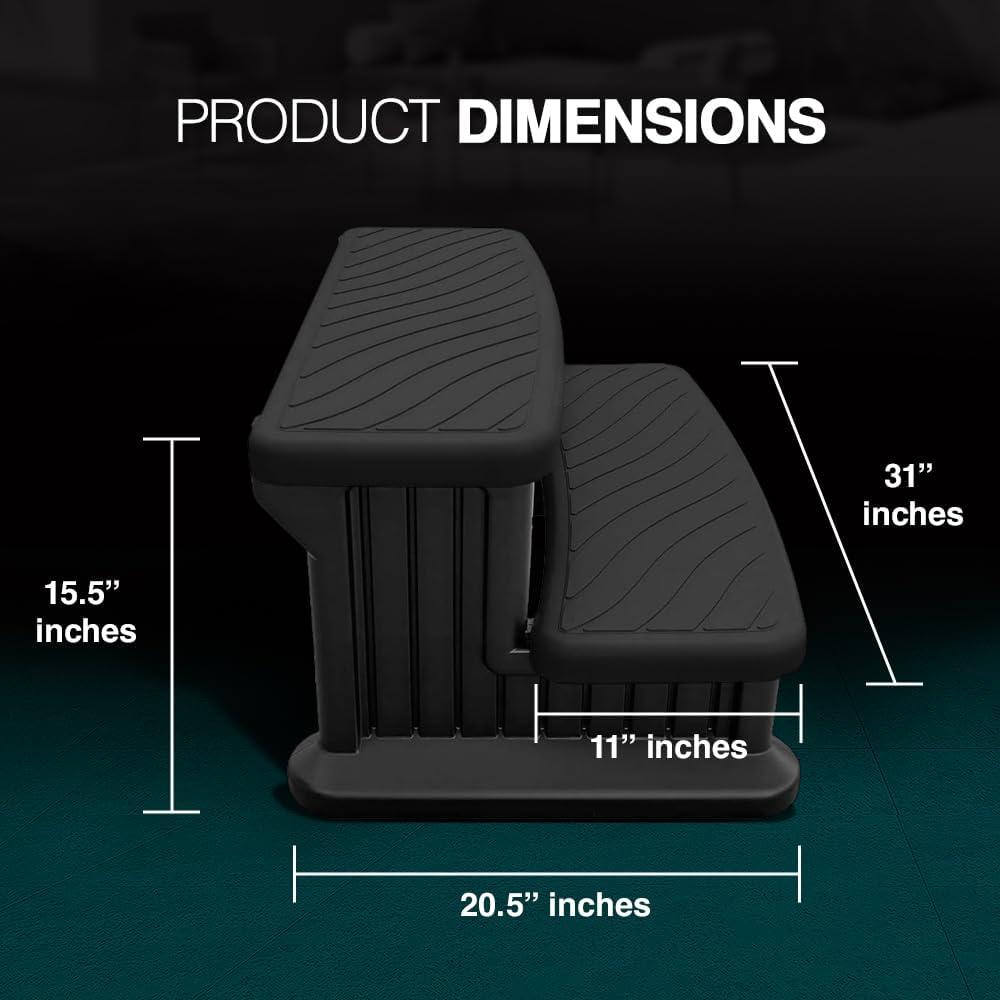 Puri Tech Universal Spa & Hot Tub Outdoor Steps No Slip Grip Support - Black