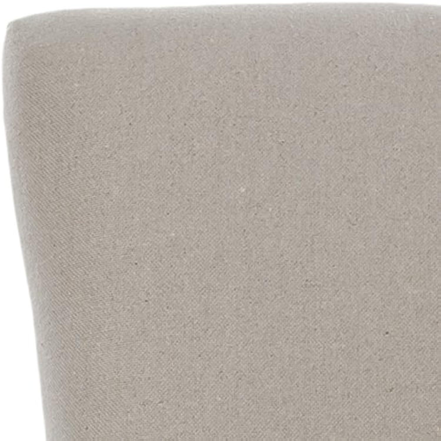 SAFAVIEH Lotus 19''H KD Side Chair Set of 2 Flat Black Nail Head Taupe Linen